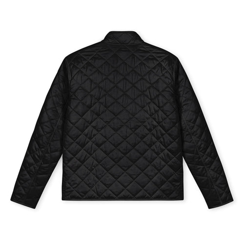 Deep Black Field Quilted Jacket, plain back view with diamond stitching.